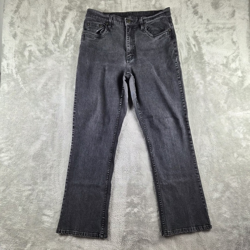 LL Bean Jeans Womens 14 (fits 30x28) Black Faded Denim Straight Leg Classic Fit